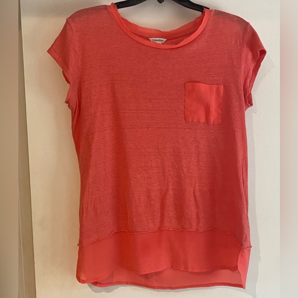 Calvin Klein Linen Coral top s/p